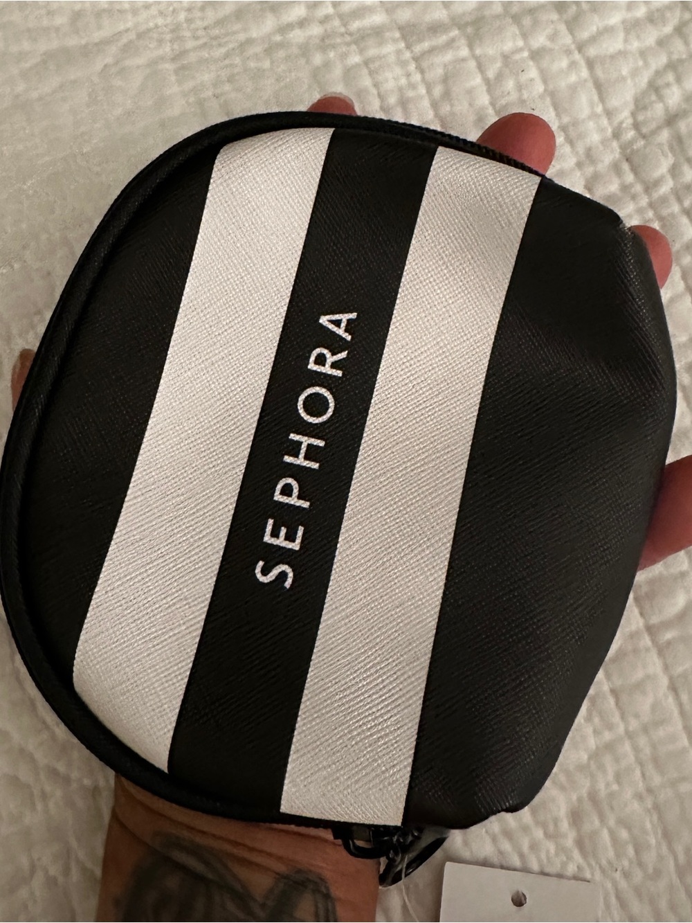 SEPHORA Black & White Striped Mini Cosmetic Pouch
